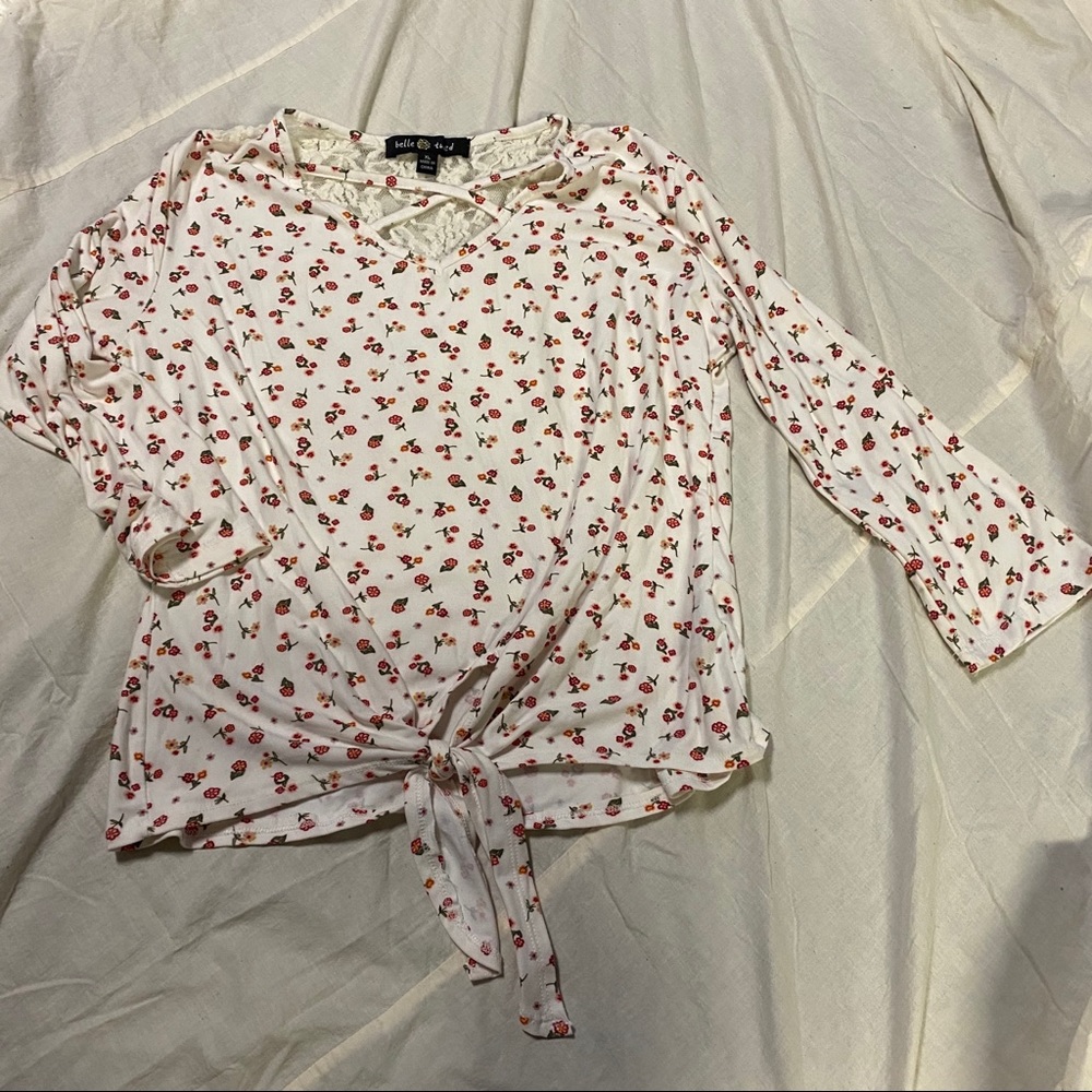Belle Tweed Lace/Floral Tie Top- SZ XL